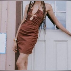 Zara Beaded Cutout Halter Dress